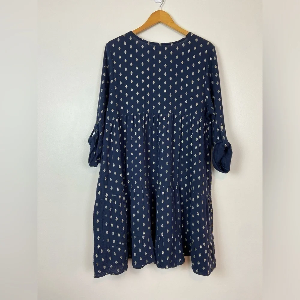 NWT KACTUS GLITTER PRINT COTTON BOHEMIAN BOHO MINI DRESS